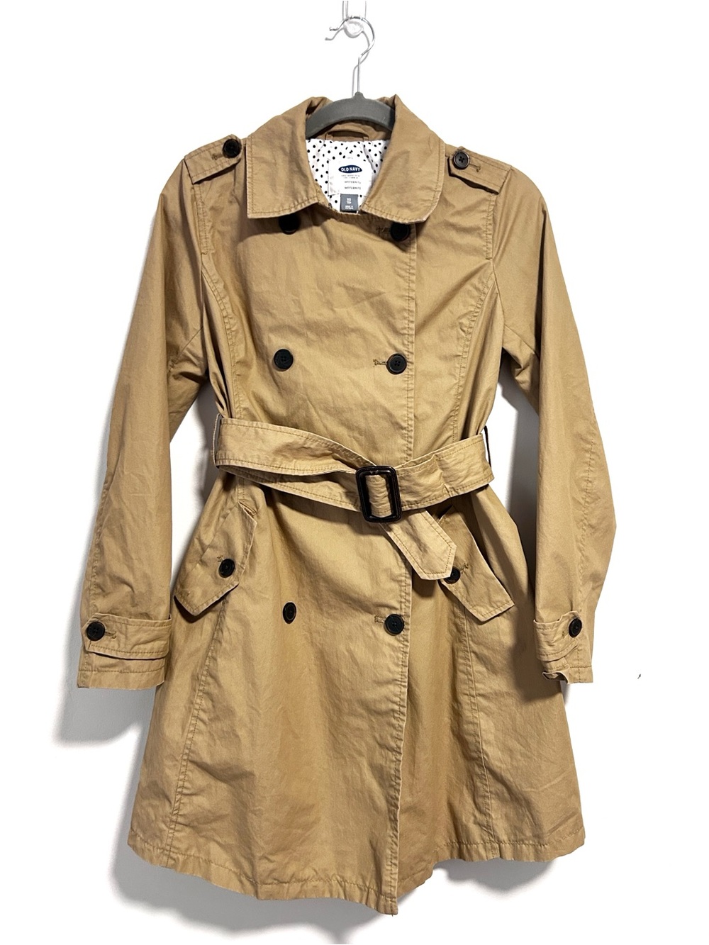 Old Navy Trench Coat Maternity XS Tan Belted Jacket